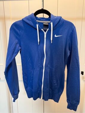 Nike Royal Blue Zip Hoodie with White Swoosh